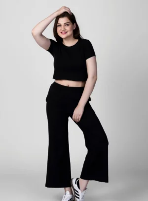 Crop Top All Black Cord Set